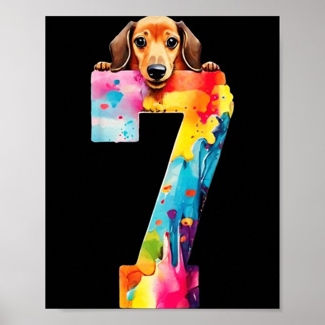 Dog 7 Years Dachshund Birthday Poster (Front)