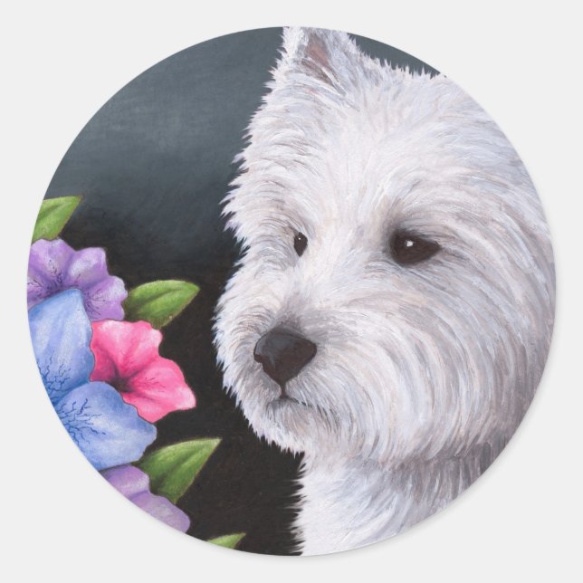 Dog 82 Westie Classic Round Sticker (Front)