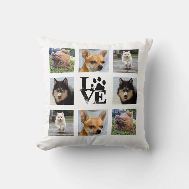 Dog 8 photo instagram collage cushion (Front)