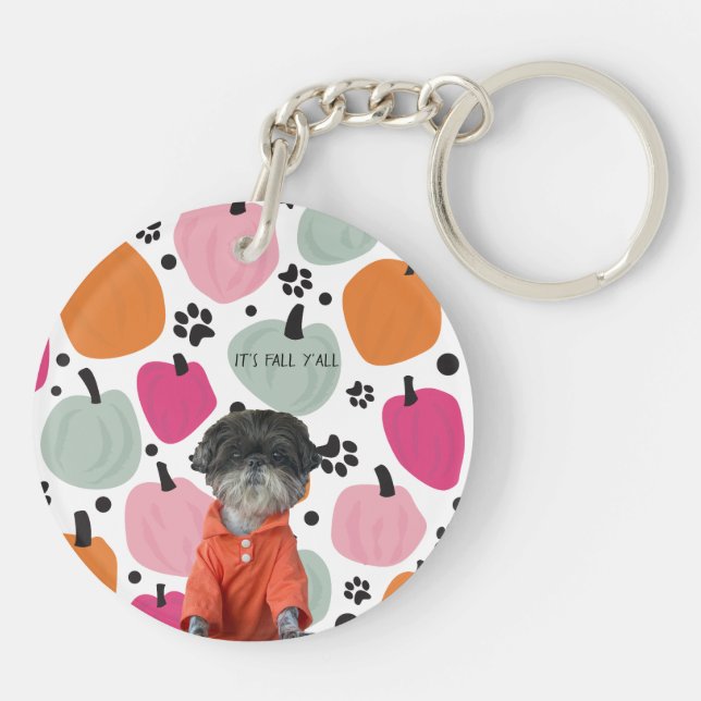 Dog Add Your Own Modern Pumpkin Acrylic Keychain (Back)