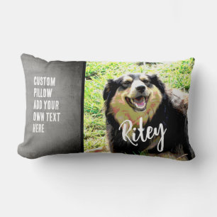 dog add your own photo and text custom lumbar cushion