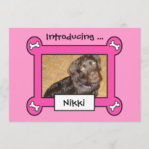 Dog Adoption or Birth Announcements (Pink)