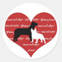 Dog adoption, rescue heart sticker round