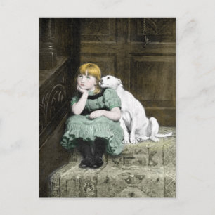 Dog Adoring Girl Postcard