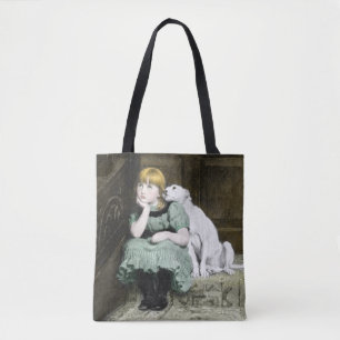 Dog Adoring Girl Tote Bag