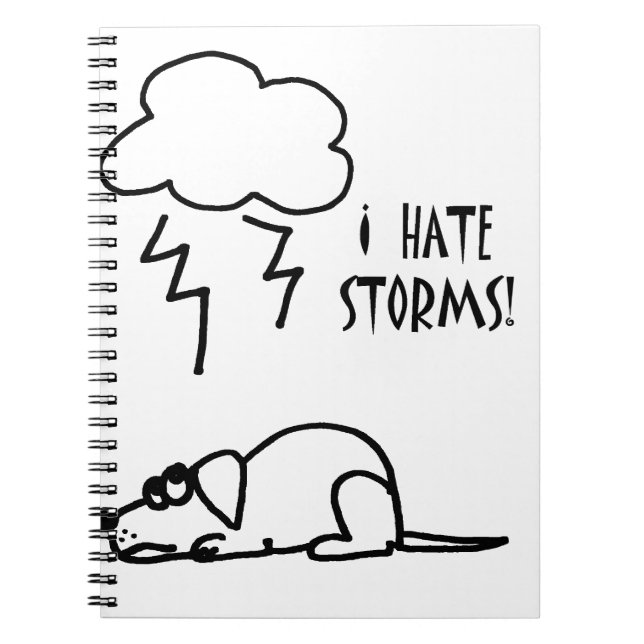 Dog Afraid of Thunder Storms Cartoon Notebook (Front)