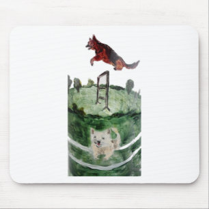 Dog Agility Alsatian, Westie Painting Mouse Mat