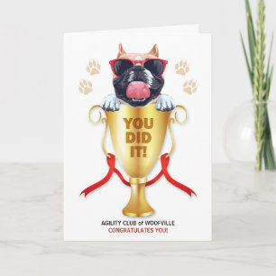Dog Agility Congratulations Funny Trophy with Name Card