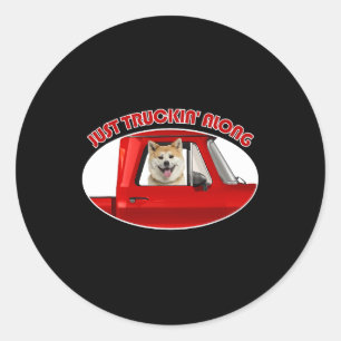 Dog Akita Just Truckin Along Akita Classic Round Sticker