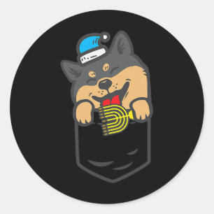 Dog Akita Pocket Black Shiba Inu Menorah Akita Dog Classic Round Sticker