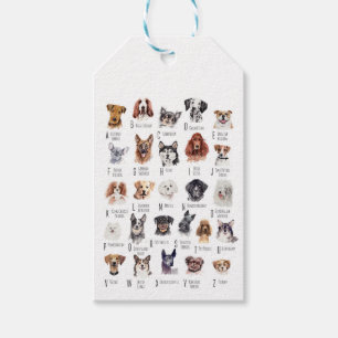 Dog Alphabet Watercolor Gift Tags