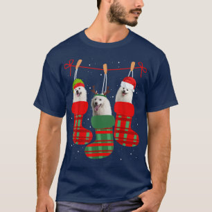 Dog American Eskimo Christmas Socks Funny Xmas Paj T-Shirt