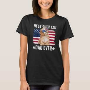 Dog American Flag Best Shih Tzu Dad Ever T-Shirt