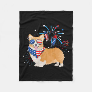 Dog American Usa Flag 4th Of July Men Women Lover Fleece Blanket