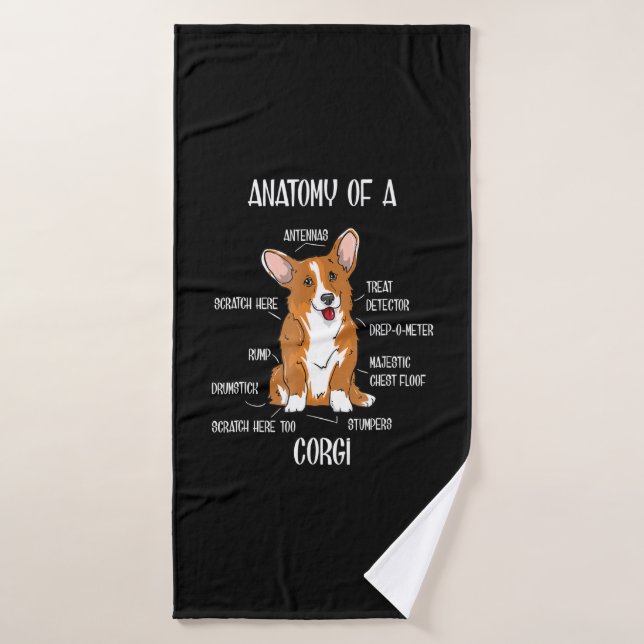 Dog Anatomy , Cute Welsh Corgi Puppy Biology Gift. Bath Towel (Bath Towel)