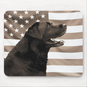 Dog and American flag Mouse Mat