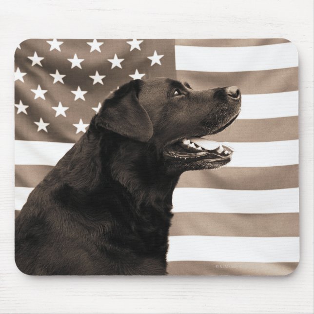 Dog and American flag Mouse Mat (Front)