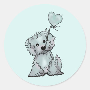dog and balloon  classic round sticker