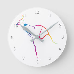 Dog and Butterfly Round Clock