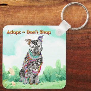 Dog and Cat Adopt Don't Shop Keychain