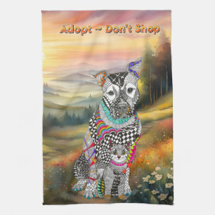Dog and Cat Adopt Don't Shop Kitchen Towel