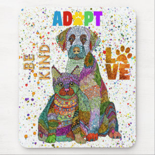 Dog and Cat Adoption and Rescue Be Kind Love Mouse Mat