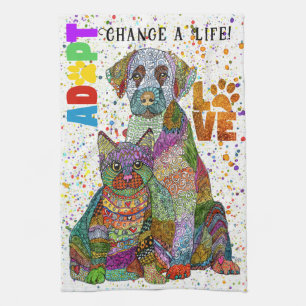 Dog and Cat Adoption and Rescue Kitchen Towel