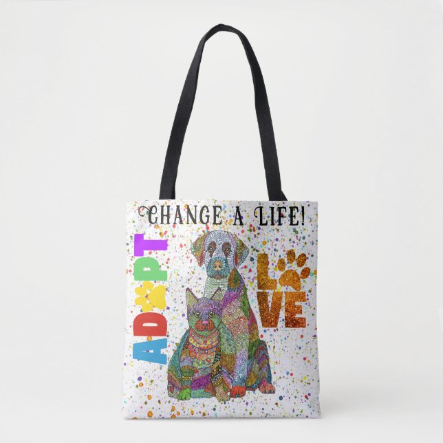 Dog and Cat Adoption and Rescue Tote Bag (Front)
