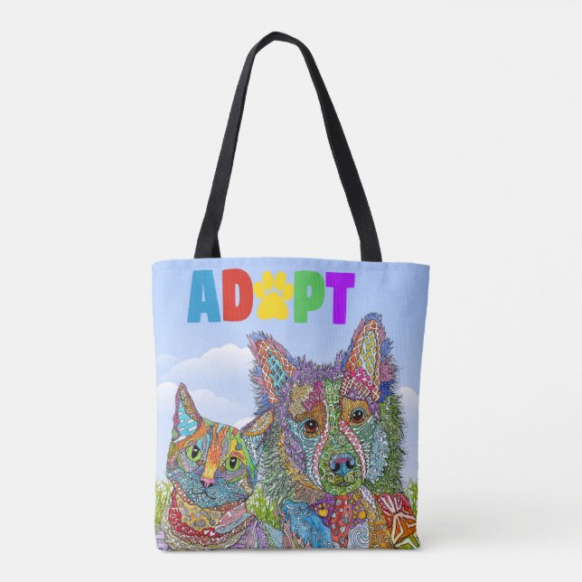  Dog and Cat Adoption Awareness Tote Bag (Back)