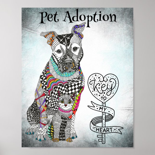 Dog and Cat Animal Rescue and Pet Adoption Poster  (Front)
