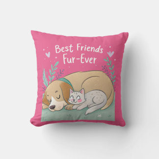 Dog and Cat Best Friends Forever Cushion
