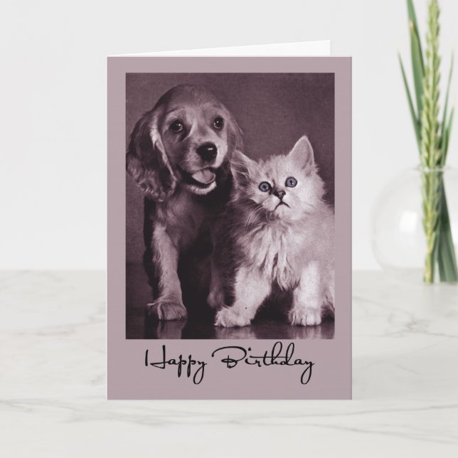 Dog and Cat Birthday Card (Front)