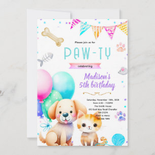Dog and Cat Birthday Invitation