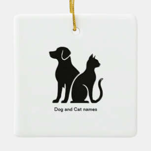 Dog and Cat boho design Ceramic Ornament