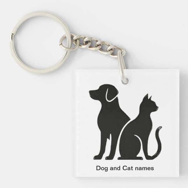 Dog and Cat boho design Key Ring (Front)