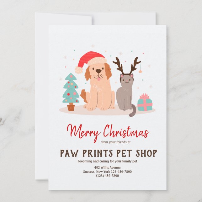 Dog and Cat Christmas Card (Front)