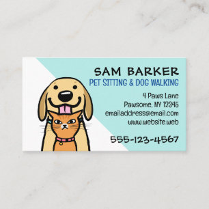 Dog and Cat Cute Pet Sitting Funny Animal Lover's Business Card