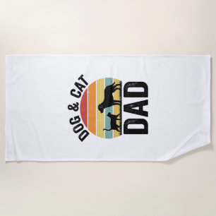 Dog and Cat Dad Vintage Pet Lover Shirt Design_1 Beach Towel