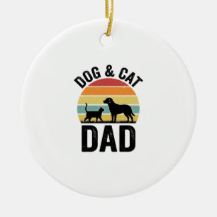 Dog and Cat Dad Vintage Pet Lover Shirt Design_1 Ceramic Tree Decoration