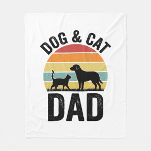Dog and Cat Dad Vintage Pet Lover Shirt Design_1 Fleece Blanket