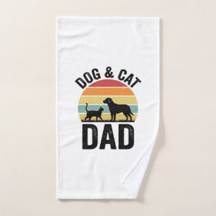 Dog and Cat Dad Vintage Pet Lover Shirt Design_1 Hand Towel
