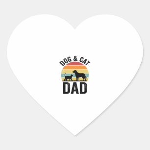Dog and Cat Dad Vintage Pet Lover Shirt Design_1 Heart Sticker