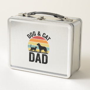 Dog and Cat Dad Vintage Pet Lover Shirt Design_1 Metal Lunch Box
