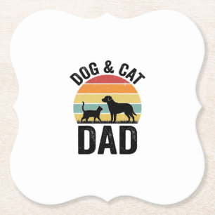 Dog and Cat Dad Vintage Pet Lover Shirt Design_1 Paper Coaster