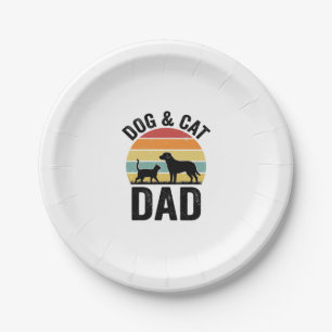 Dog and Cat Dad Vintage Pet Lover Shirt Design_1 Paper Plate