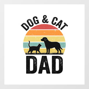 Dog and Cat Dad Vintage Pet Lover Shirt Design_1 Window Cling