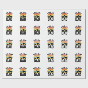 Dog and Cat Dad Vintage Pet Lover Shirt Design_1 Wrapping Paper