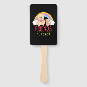 Dog And Cat Friends Forever Hand Fan