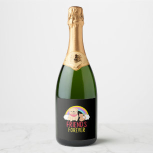 Dog And Cat Friends Forever Sparkling Wine Label