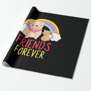 Dog And Cat Friends Forever Wrapping Paper